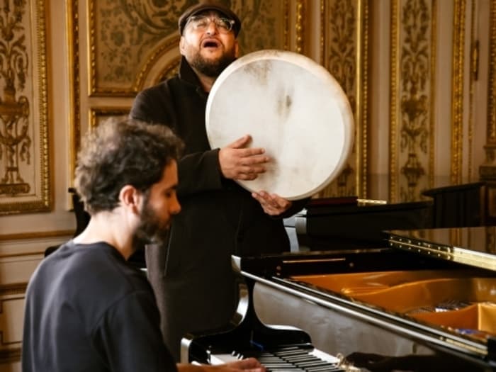 Affiche, Concert d’Abo Gabi et Camille El Bacha, organisé en collaboration avec Pax Musica