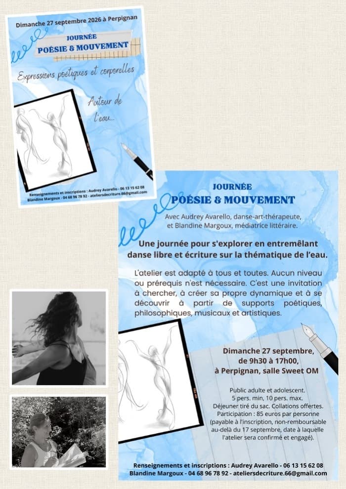 Affiche, Poésie & Mouvement • Expressions poétiques et corporelles sur le thème de l'eau