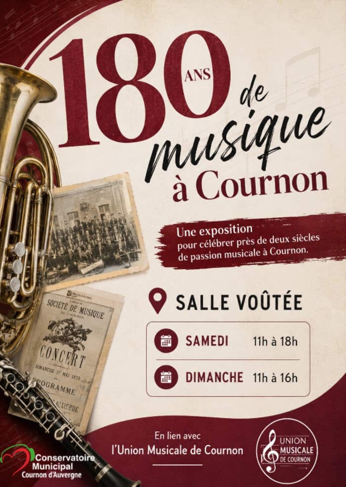Affiche, 180 ans de musique à Cournon-d’Auvergne