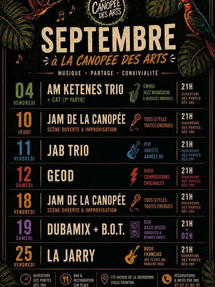 Affiche, 🍂 SEPTEMBRE À LA CANOPÉE DES ARTS 🎶