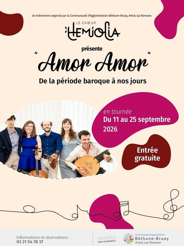 Affiche, Hemiolia présente "Amor Amor", de la période baroque à nos jours.