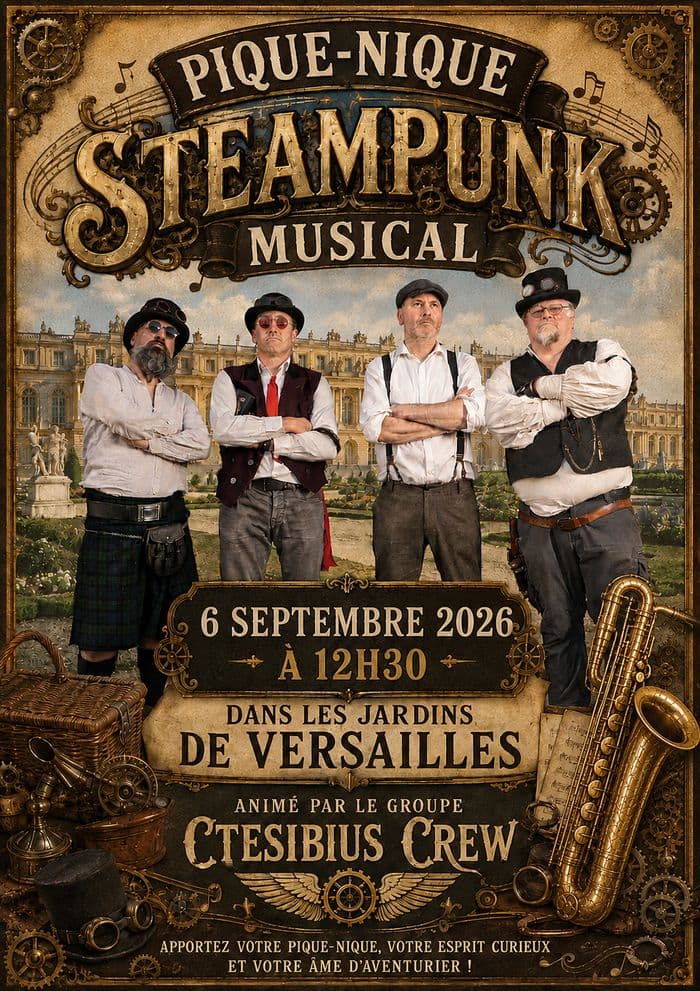 Affiche, PiqueNique Steampunk à la Pièce d'eau des Suisses