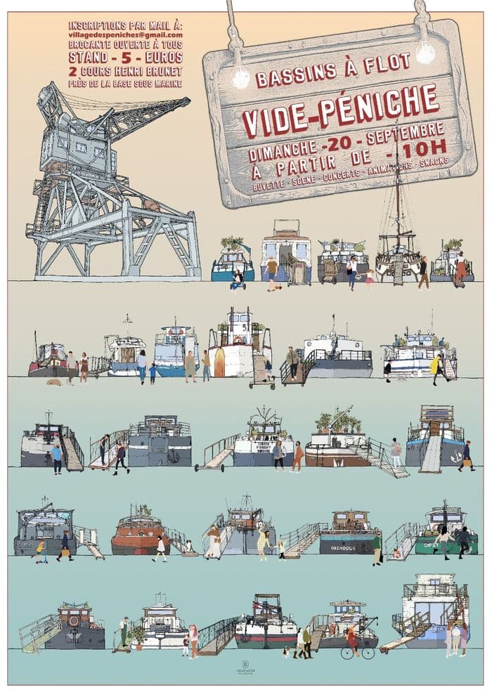 Affiche, Vide Péniche Buvette et Concerts au Village des Péniches