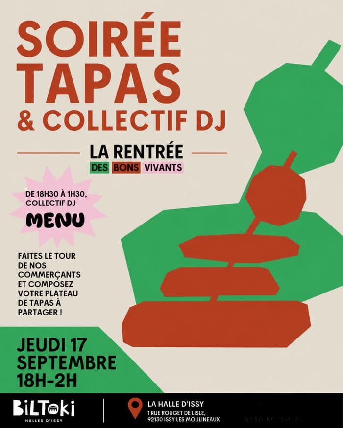 Affiche, Soirée Tapas & Collectif DJ - La Rentrée des Bons Vivants