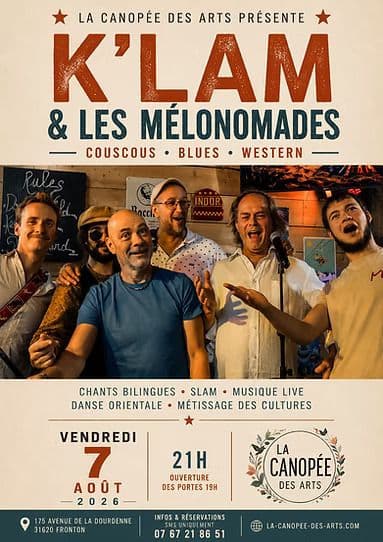 Affiche, 🌍🎶 K'LAM & LES MÉLONOMADES – "COUSCOUS-BLUES-WESTERN"