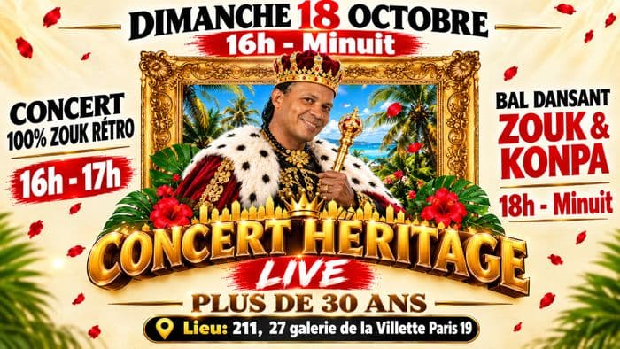 Affiche, Concert live zouk rétro + bal dansant konpa zouk