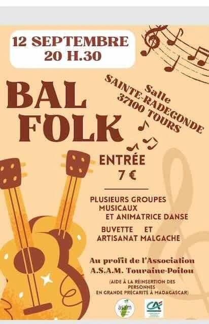 Affiche, Bal folk au profit de l'ASAM Touraine Poitou