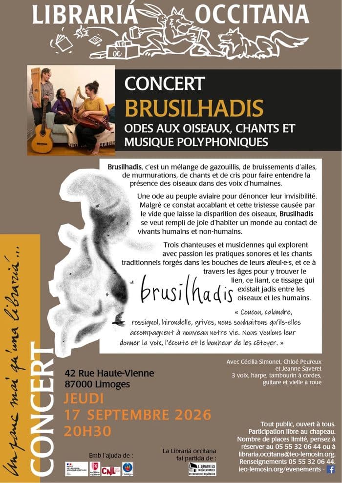 Affiche, Concert de Brusilhadis : Odes aux oiseaux, polyphonies & musique