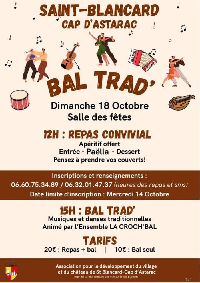 Affiche, Bal trad précédé d un repas