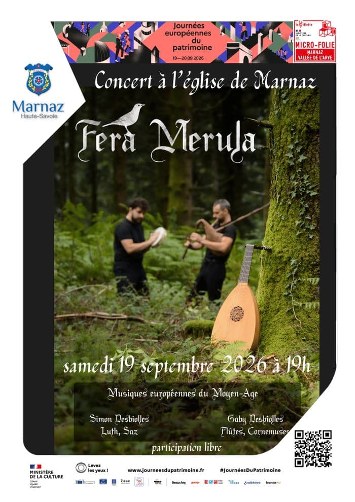 Affiche, Concert de musique médiévale européenne avec l’ensemble « Fera Merula »