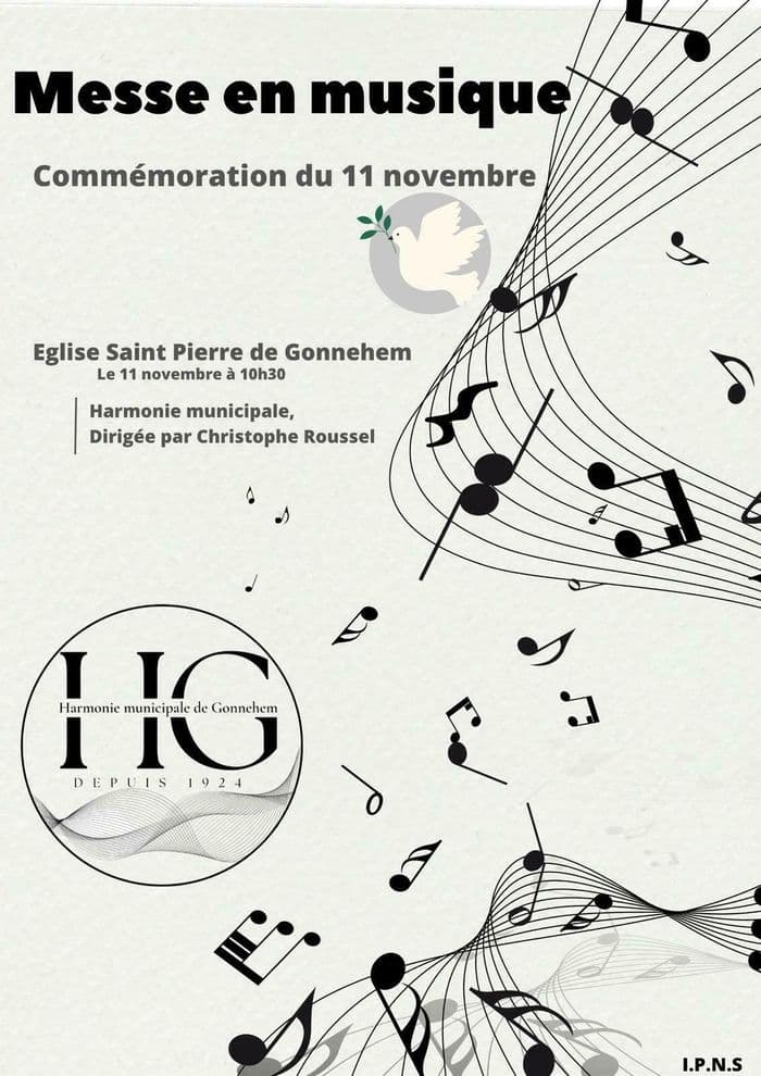 Affiche, Messe en musique commémorant l'armistice du 11 novembre, à Gonnehem