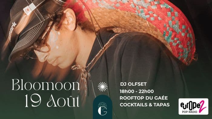Affiche, BLOOMOON : DJ Olfset et Vignerons d’Oléron au Rooftop du GAÉE le Mercredi 19 Août de 18h00 à 22h00