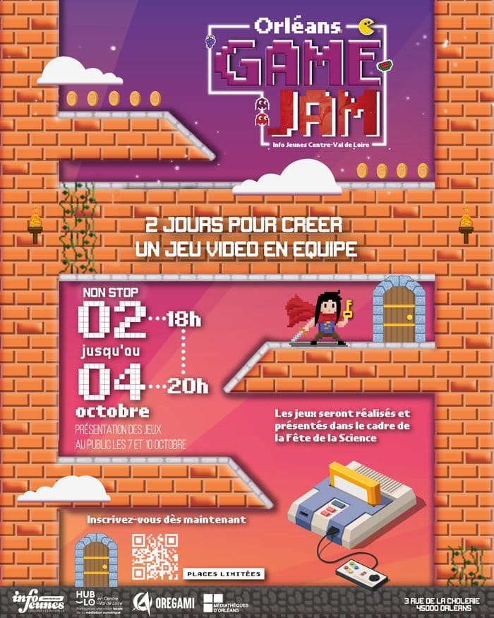 Affiche, Orléans Game Jam 2026 : le marathon de création de jeux vidéo en équipe