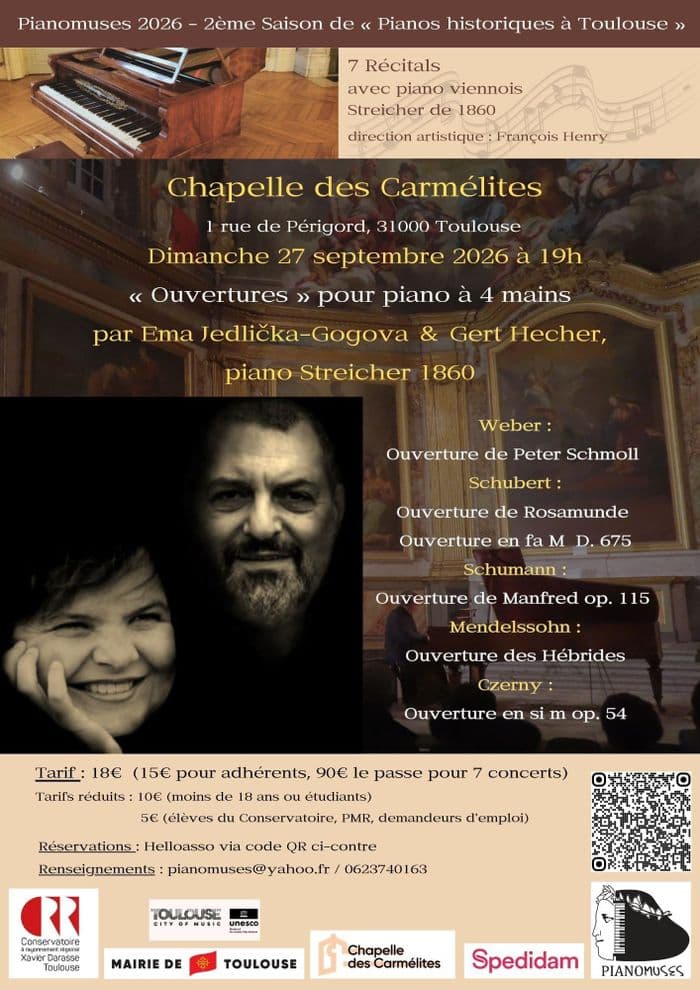 Affiche, Saison musicale - "Ouvertures" pour piano à 4 mains