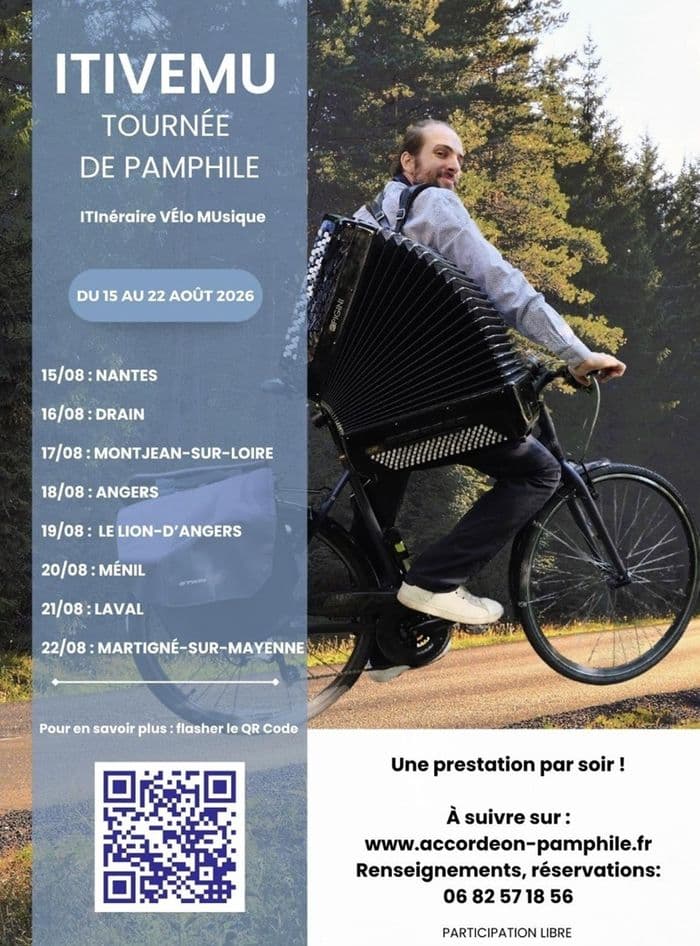 Affiche, Concert de Pamphile au départ d'un itinéraire vélo-musique