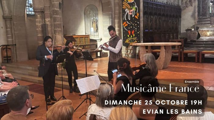 Affiche, Concert à Evian : Ravel, Debussy, Mozart, Vivaldi, Bach, Piazzolla, Cantemir, Doppler et Waxman