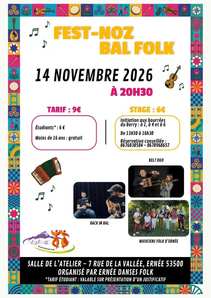 Affiche, Bal folk fest noz stage danse