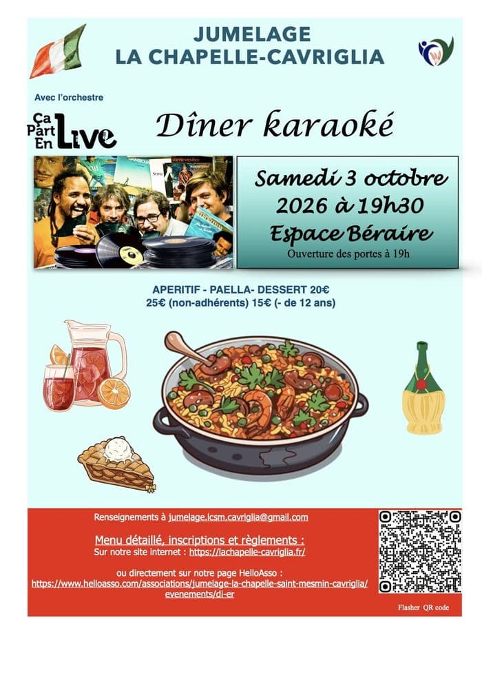 Affiche, Dîner Karaoké avec l'orchestre Ca Part en Live