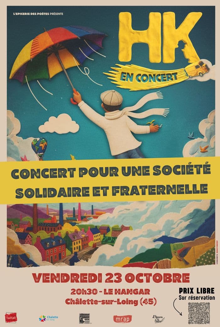 Affiche, 23 octobre 2026 - Concert solidaire et fraternel avec HK à Chalette-sur-Loing (45)