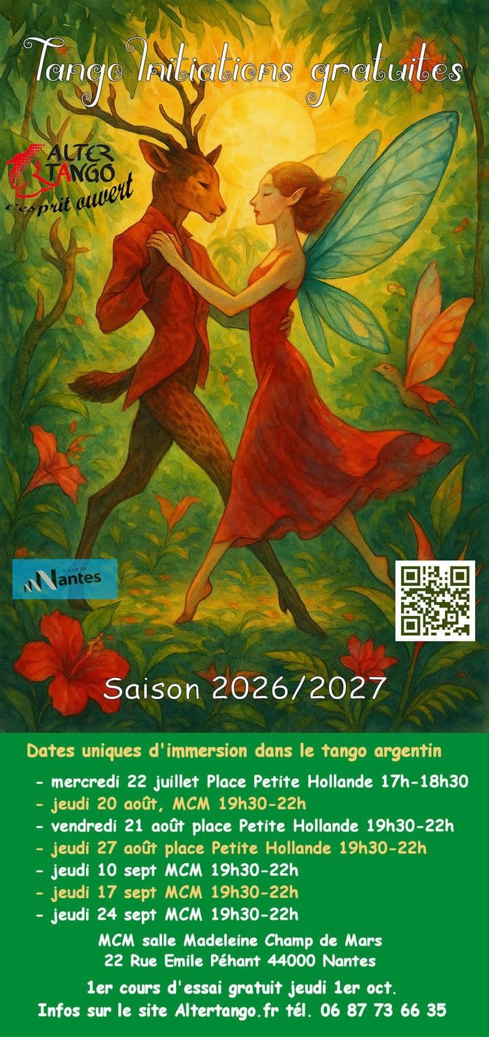 Affiche, Les Initiations de tango gratuites de Madeleine Champ de Mars