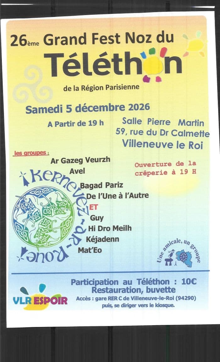 Affiche, 26ème fest noz du téléthon de la région parisienne