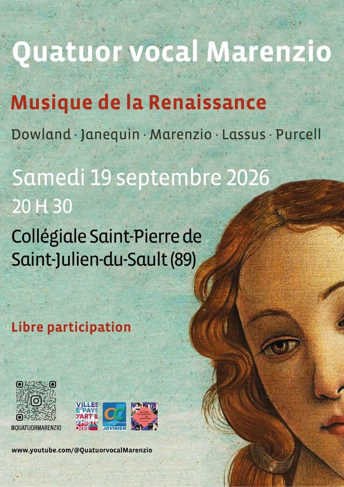Affiche, Quatuor Marenzio : concert d'oeuvres de la Renaissance