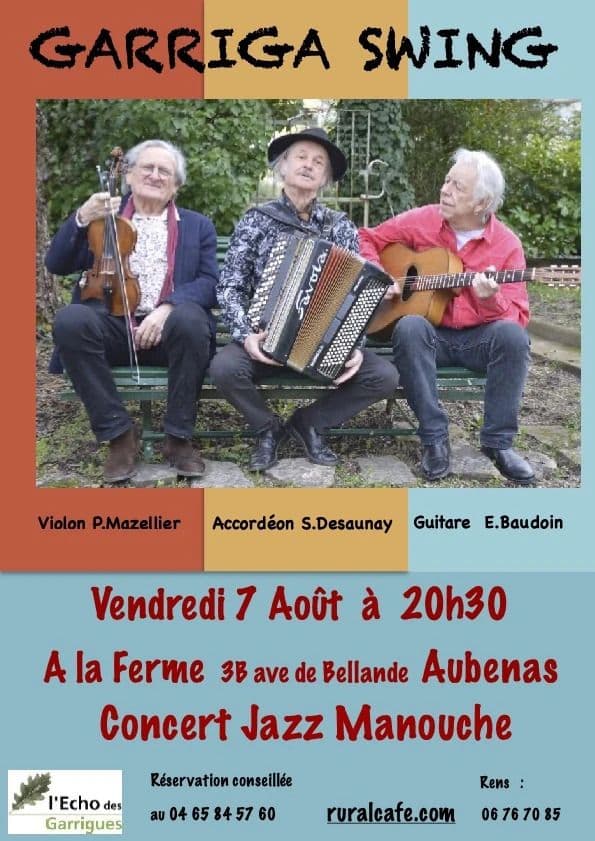 Affiche, Concert Jazz Manouche GARRIGA SWING Trio