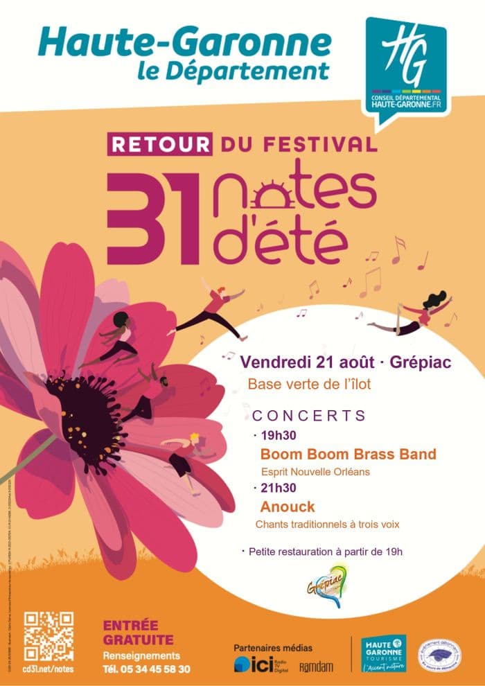 Affiche, Festival 31 Notes d'Eté I Concerts : Boom Boom Brass Band & Anouck