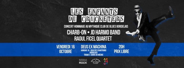 Affiche, Soirée Hommage au Cricketers - 16 OCT à Deus - Charb-on, JD Harmo, Raoul Ficel
