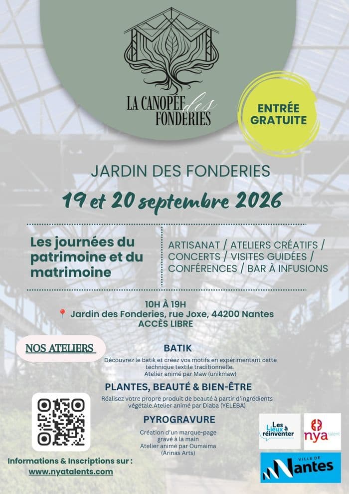 Affiche, Les journées du patrimoine et matrimoine au jardin des fonderies