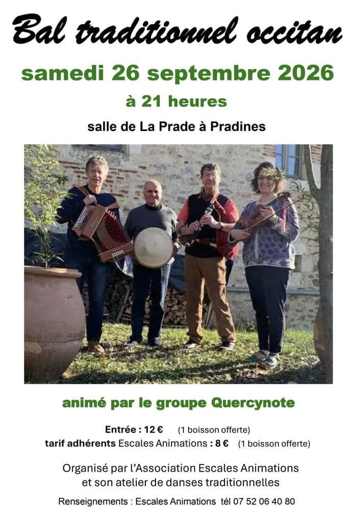 Affiche, Bal traditionnel occitan avec Quercynote