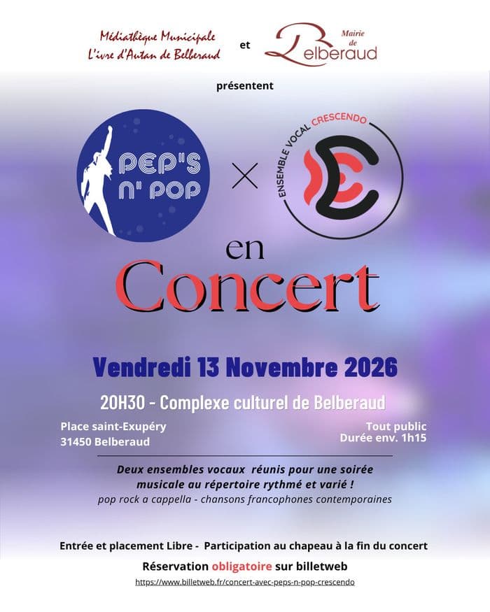 Affiche, Concert Ensembles Vocaux - Pep'S N' POP & Crescendo
