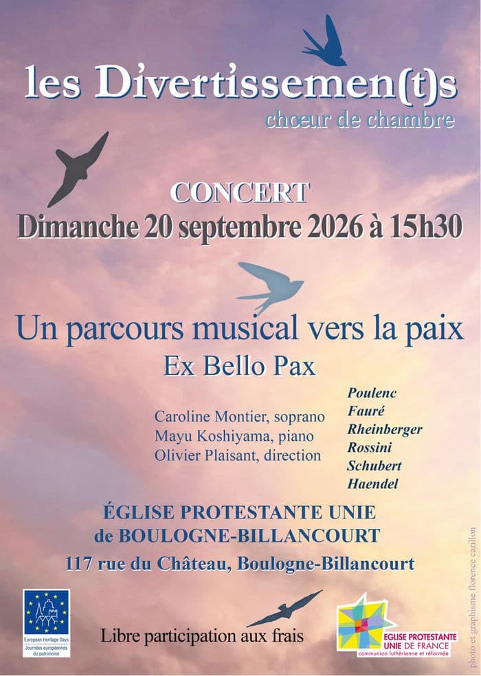 Affiche, Concert par le chœur de chambre Les Divertissements