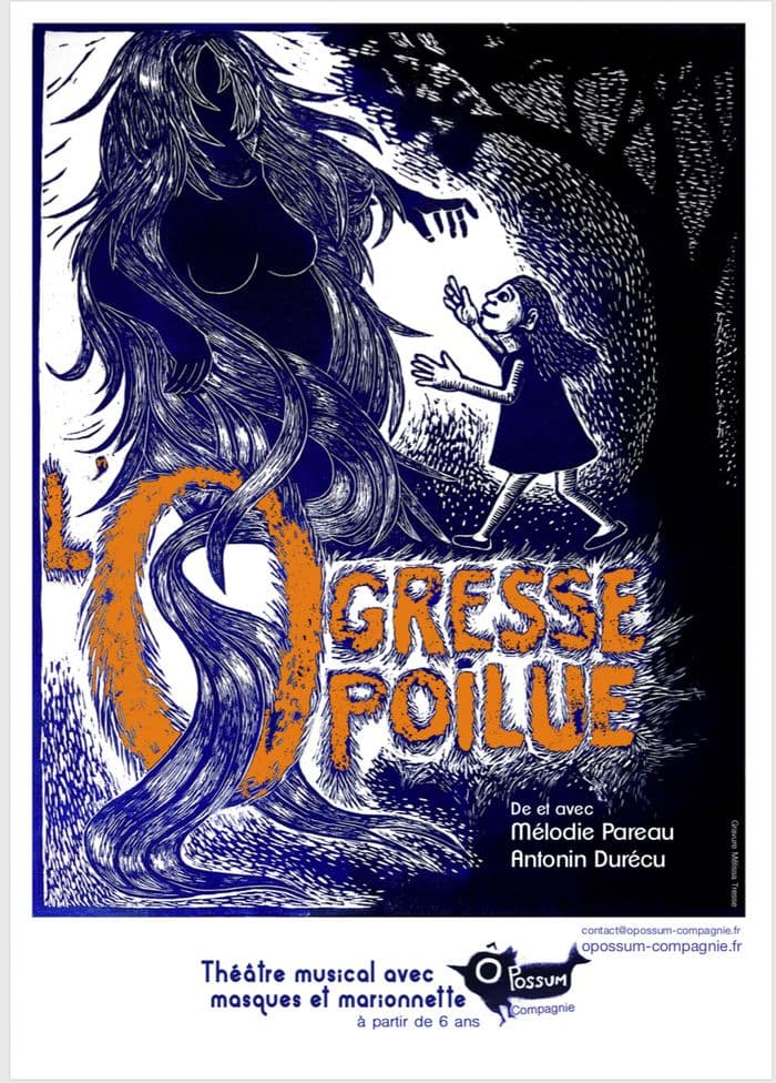 Affiche, « L’Ogresse poilue » théâtre musical avec masques et marionnettes
FAMILIAL