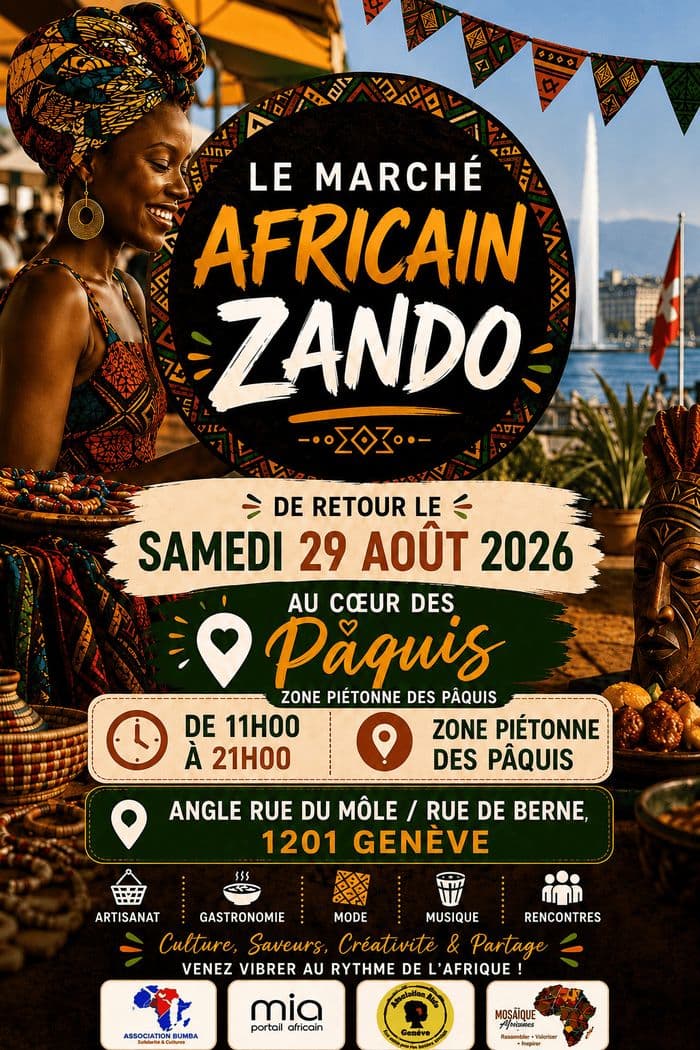 Affiche, Le Marché Africain Zando revient aux Pâquis