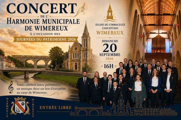 Affiche, Concert de l'Harmonie Municipale de Wimereux dans l'église