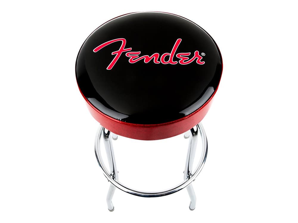 Fender Red Sparkle Tabouret de bar rond rouge, noir brillant