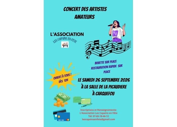 Affiche, Concert des artistes amateurs - Association Les Copains en Fête