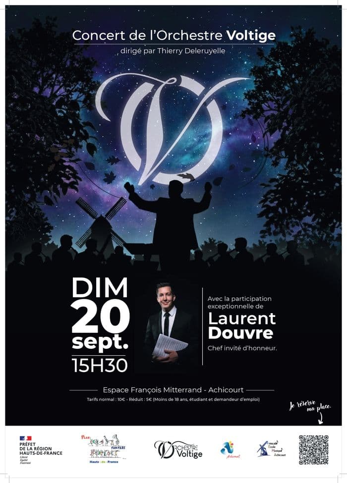 Affiche, Concert de l'Orchestre Voltige, dirigé par Thierry Deleruyelle