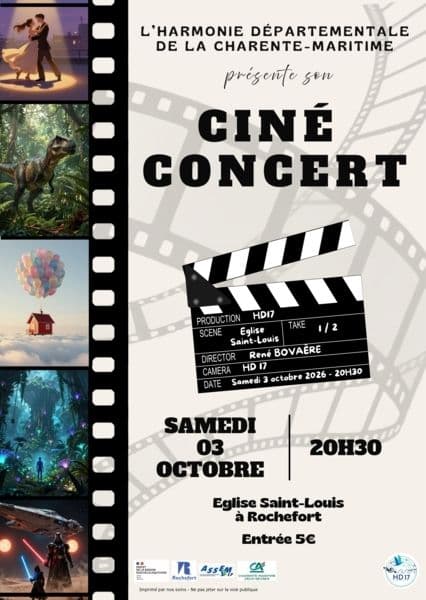 Affiche, L'Harmonie Départementale de la Charente-Maritime présente son Ciné-Concert