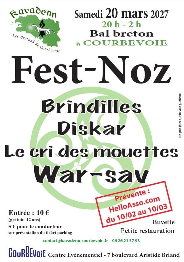 Affiche, Fest-noz Kavadenn, les Bretons de Courbevoie 2027