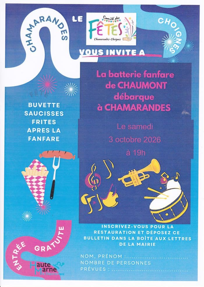 Affiche, Concert de la batterie fanfare de Chaumont