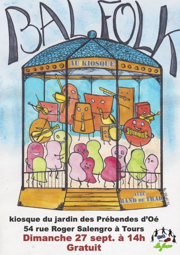 Affiche, Bal trad au kiosque Tours