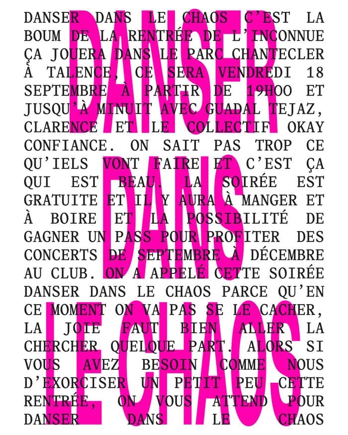 Affiche, Concerts "Danser dans le chaos"