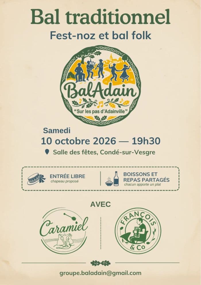 Affiche, Baladain - Fest-noz et bal folk