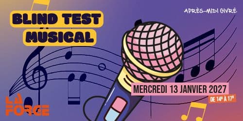 Affiche, Venez tester vos connaissance musicales dans votre espace Patinoire La Forge le mercredi 13 janvier 2027 de 14h à 17h