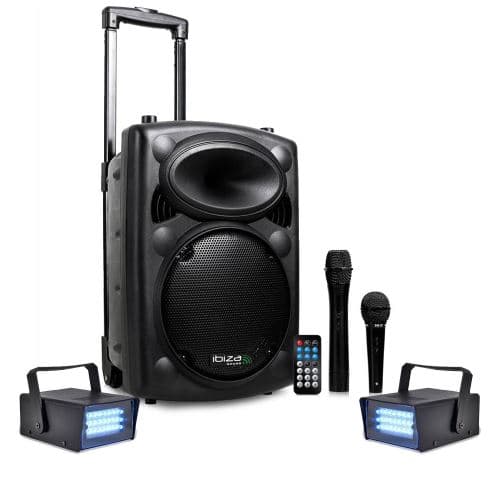 Ibiza Sound port10vhf-bt karaoké mobile 500w usb/mp3 + 2 mini strobes lytor