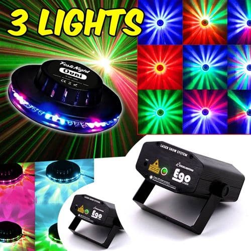Lytor Light FIESTA 3 Effets FestiNight OVNI LED RVB + 2 Las jeux de lumières EGO Rouge/Vert