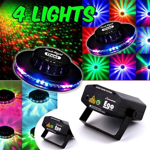Lytor Light PARTY 4 Effets FestiNight OVNI LED RVB + 2 Las jeux de lumières EGO Rouge/Vert