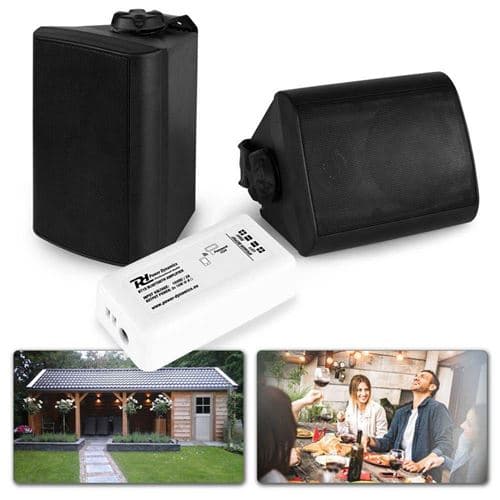 Power Dynamics Complet d Enceintes Bluetooth 4 pour Jardin et Terrasse Noir